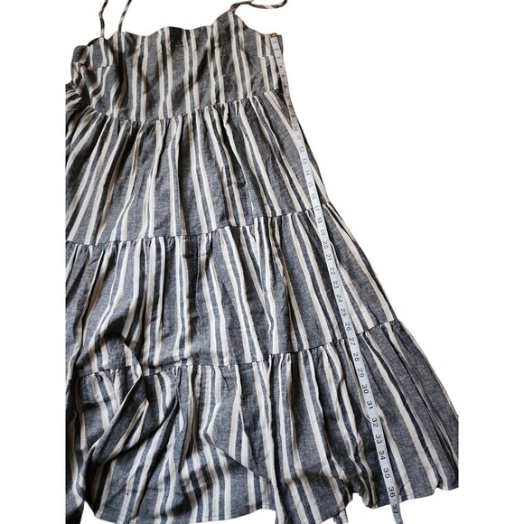 Little Bipsy Linen Blend Tiered Midi Sundress Womens XXL Gray Striped Beach Boho - Picture 8 of 8